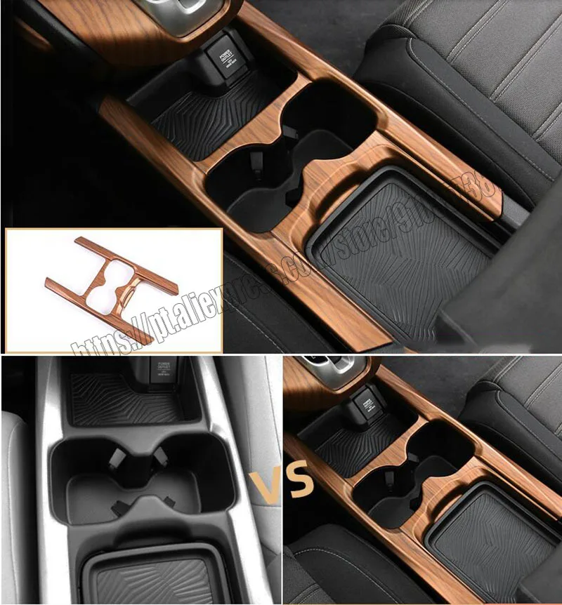 Peach Wood Grain For Honda CRV CR-V 2017 2018 2019 2020 2021 Central Console Water Cup Cover Trim