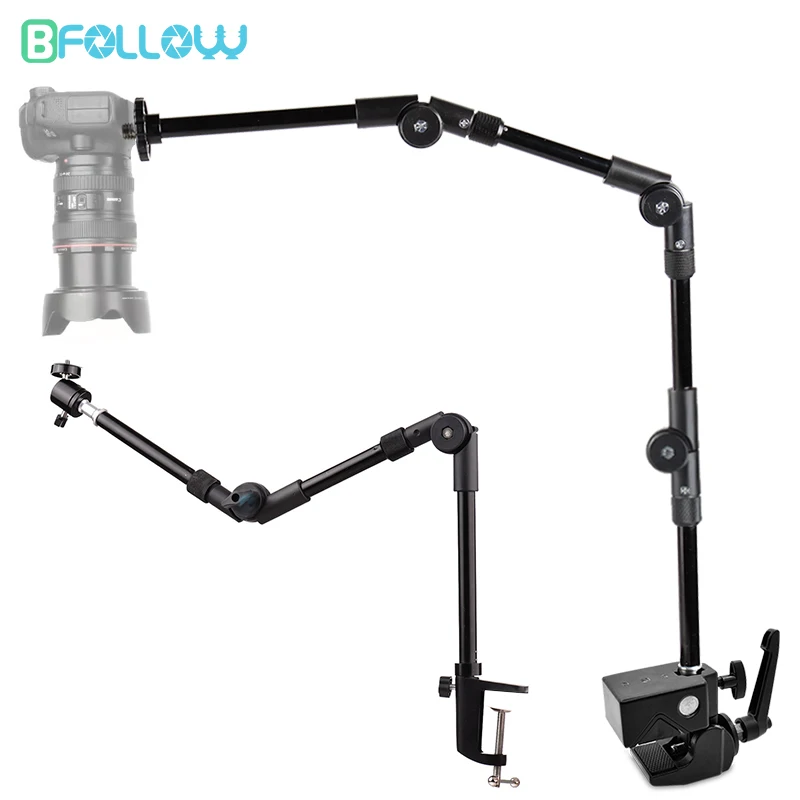 thumbnail interactive-video image 1 of JEBUTU 22" Magic Arm Camera Mount With Super Clamp - Adjustable Friction Arm For Overhead Shooting & Live Streaming 1 of 4