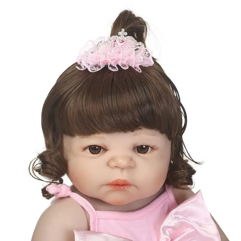 NPK Brown Curl Hair Wig For 55-57cm Reborn Doll Hair Wig High Fashion Hair Wig For Reborn Baby Doll DIY Doll Accessories