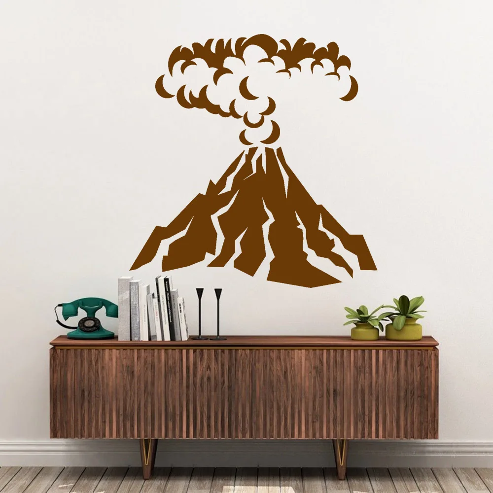 Volcano Wall Decal Study Room Decoration Nature Mountain Volcanic Eruption Tourism Dormitory Home Decor Vinyl Wall Sticker Z258