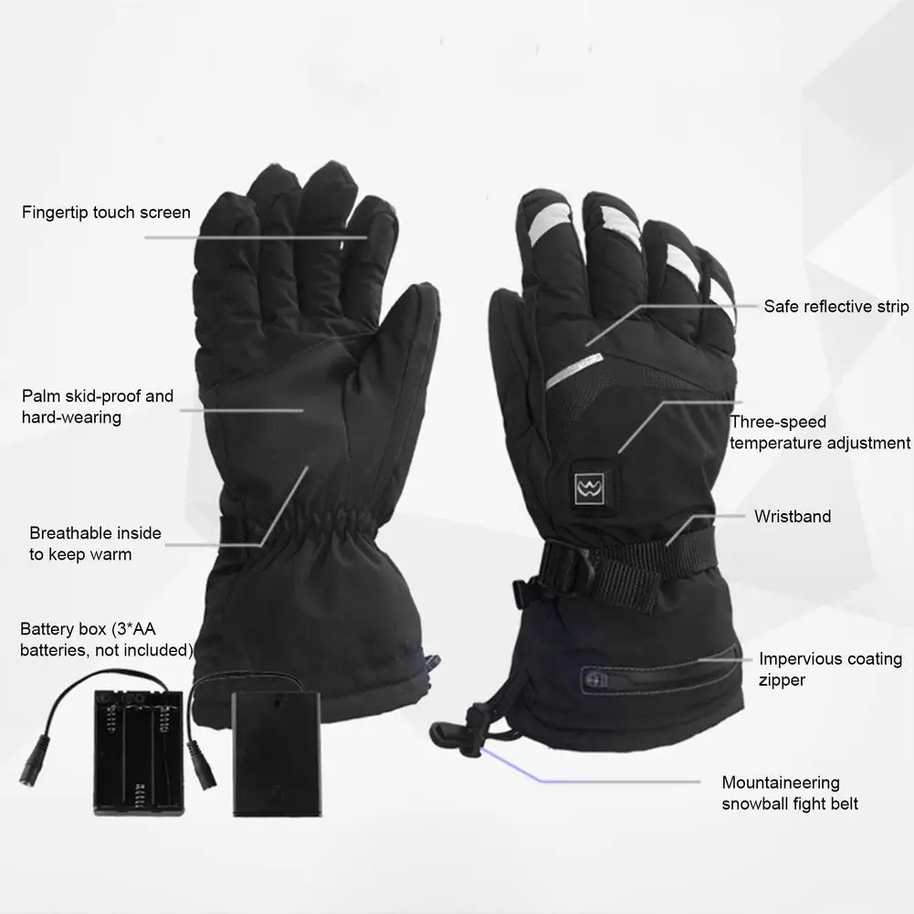 Heated Gloves Touch Screen Electric Riding Supplies Motorcycle Gloves Waterproof Windproof Winter Warm Gloves