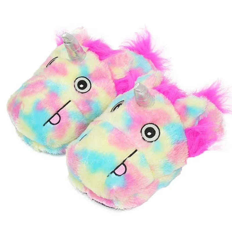 

Anime Unicorn Indoor Warm Slippers Rainbow Cute Women Girls Home Cotton Fur Plush Slipper Fall Winter Cartoon Cosplay Shoes