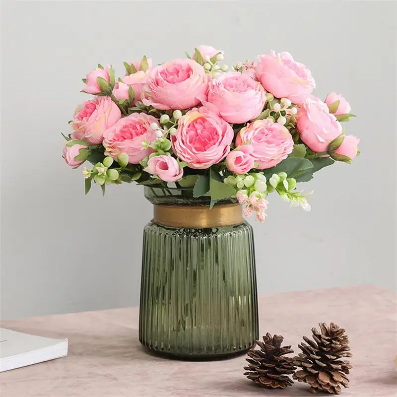 30cm A Bundle of 5 Artificial Flowers,Home Decoration, Fake Flower, Small Bunch of Roses, Wedding Arrangement, High Quality Flow