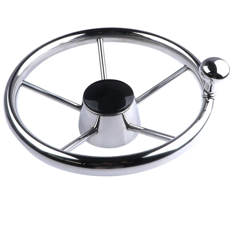 Volante náutico acero inoxidable 11 pulgadas con perilla para yate - imagen 4