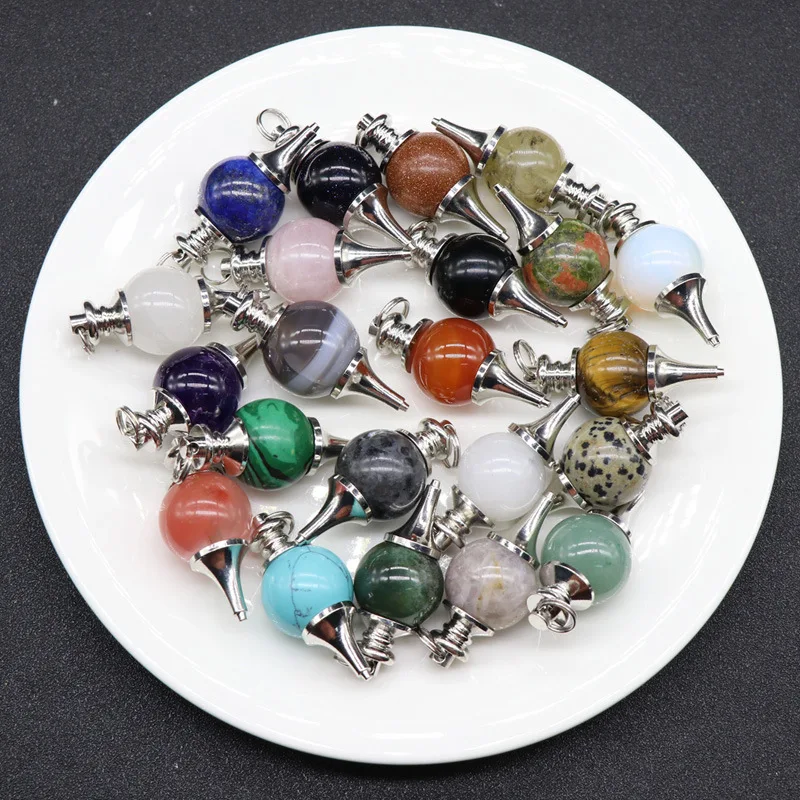 

10pcs 18x40mm Mix Natural Stone Crystal Pendants For Necklace Making Divination Geomancy Energy Stone Pendant Jewelry Gifts