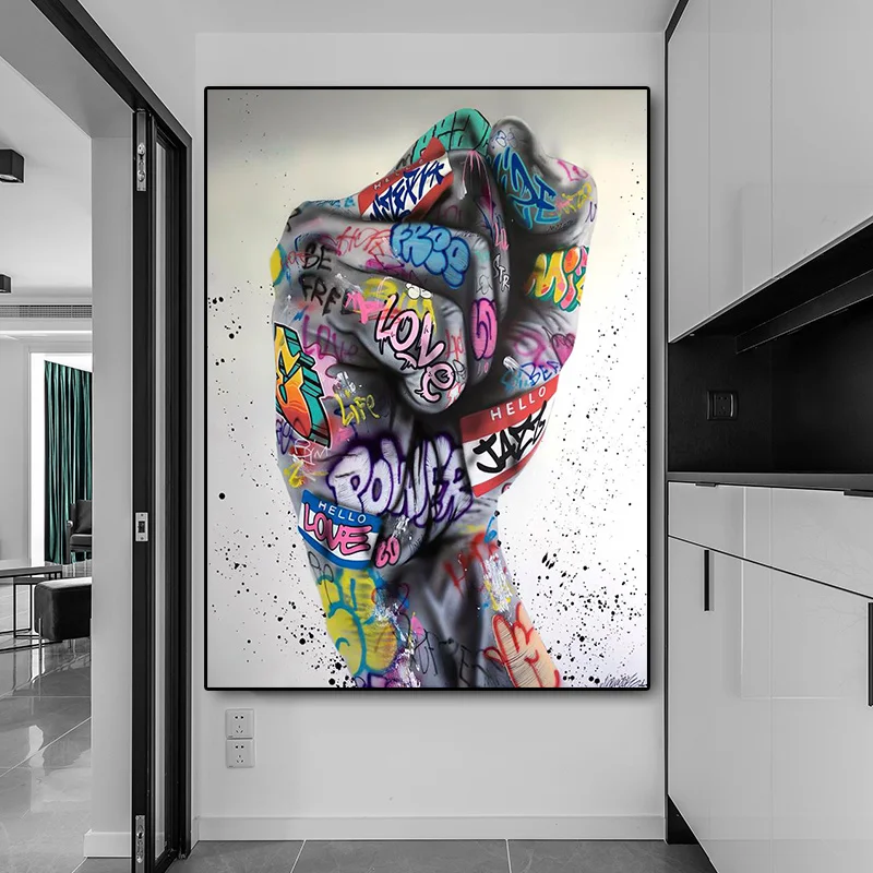 

Color Fist Graffiti Art Posters and Prints Abstract Inspirational Canvas Painting Wall Art Picture Living Room Office Home Decor