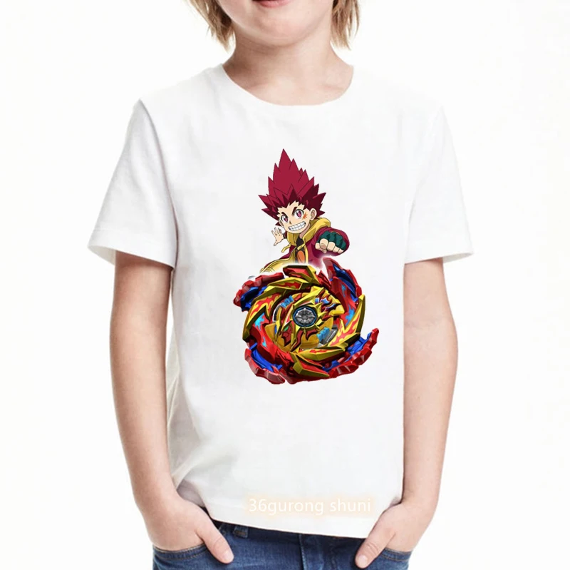 2021 hot sale boys t-shirt anime cartoon Beyblade Burst Evolution printed youth tshirt fun kids clothes summer white shirt tops