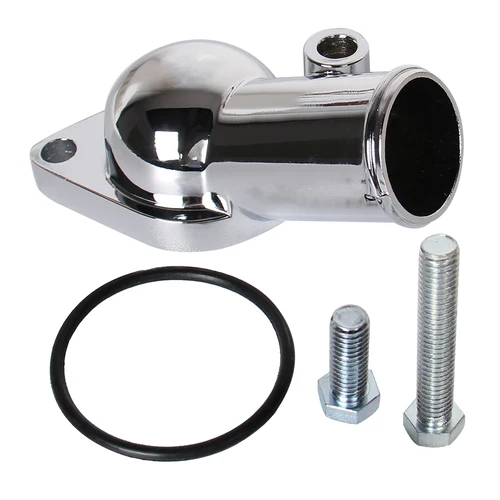 Imagen 2 del producto Carcasa de termostato de cuello de agua, bloque grande pequeño de 15 ° para Chevy V 350 454 SBC BBC Chevy, cuellos de agua de aleación de aluminio cromado