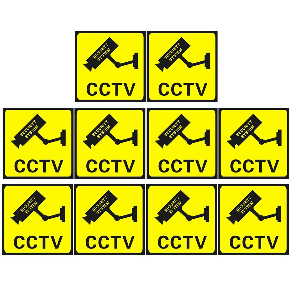 10PCS Waterproof Video Camera Surveillance Security Stickers Decals Warning Alarm Signs for Home Office School Shop