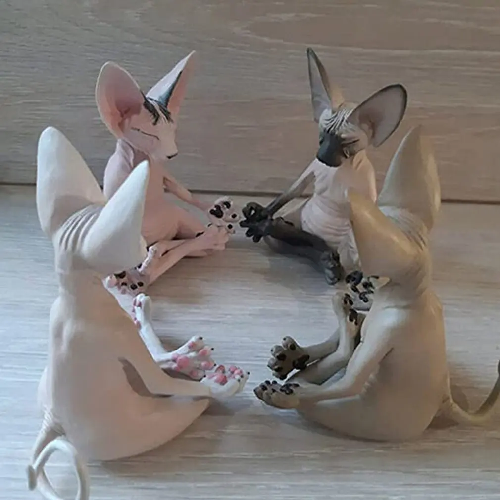 1Pc Cat Sphynx Meditation Statue Cat Art Sculpture Animal Model Garden For Decoration Home Office Ornament