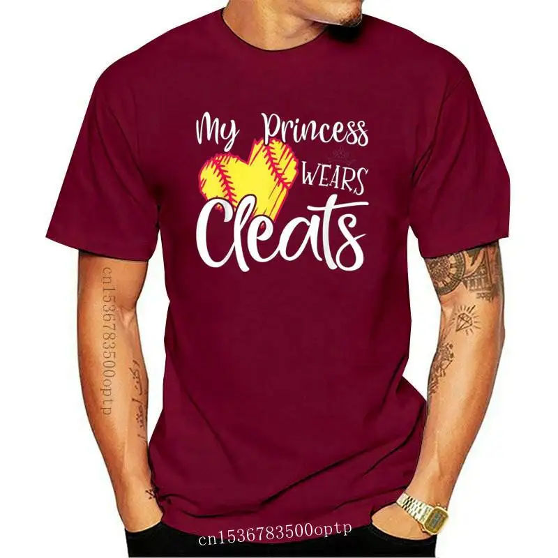 New My Princess Wears Cleats Softball Mom Baseball Black T-Shirt Gift For Mommy Printing Tee Tshirt