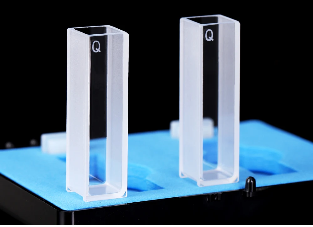 2 Stück Quarzküvettenzellen mit Deckel, 10 mm Weglänge JGS1 für Spektrophotometerlabor – Detail 1