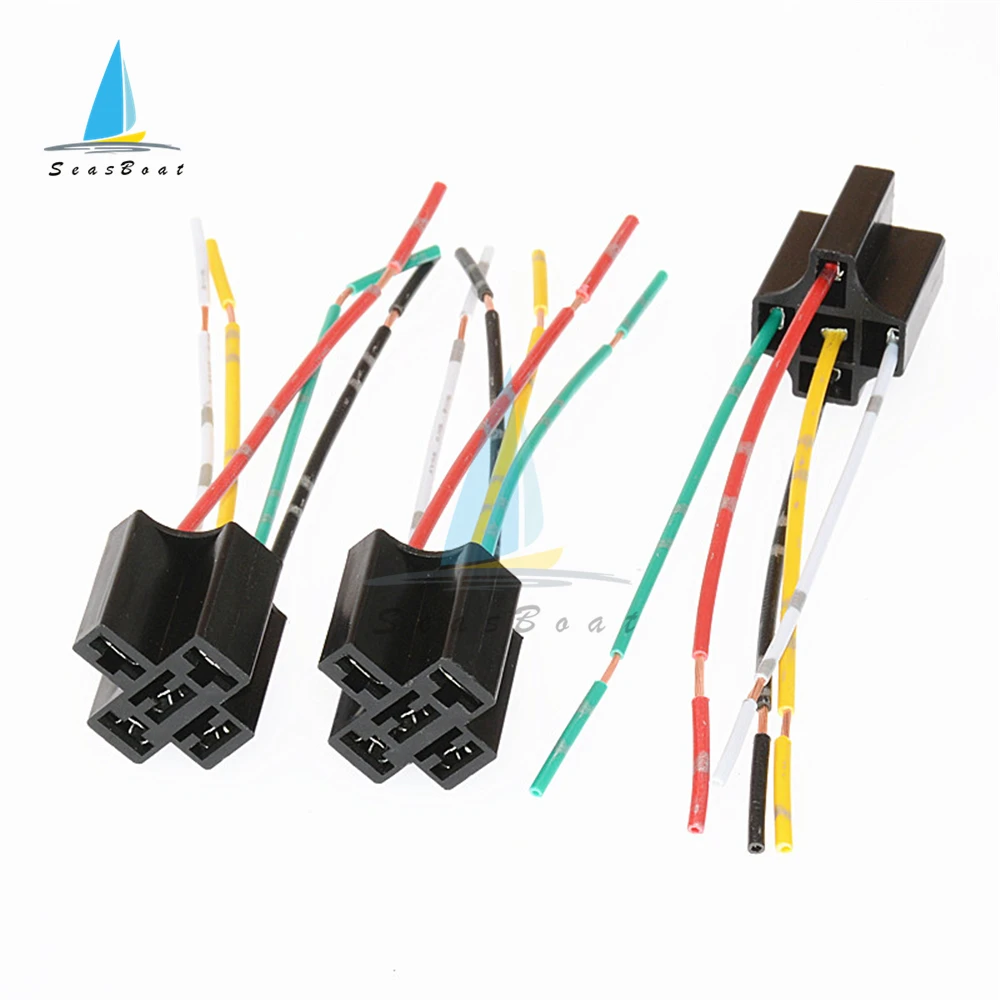 5 Pcs 5 Pin Automotive Relay Socket Harness Connector Plug Bakelite Relay Base Seat for 12V 24V 4Pin 5Pin Auto Relay