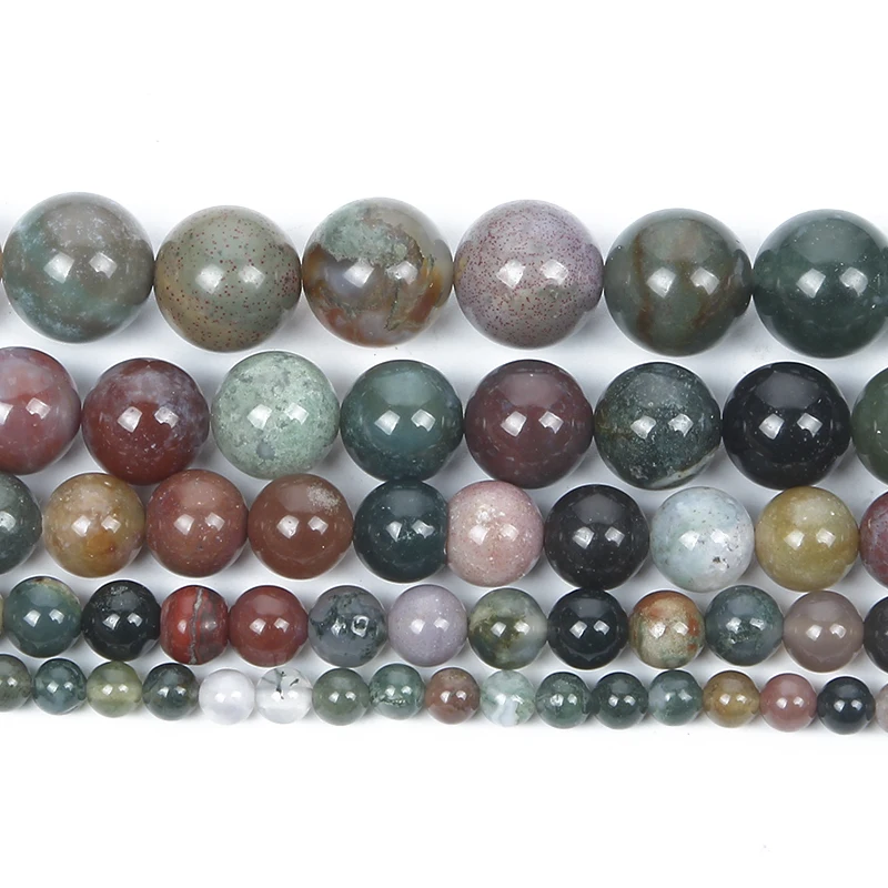 Natural Stone Indian Agates Beads Round Loose Beads For Jewelry Making DIY Necklace Bracelets Accessories Beads 4/6/8/10/12 MM