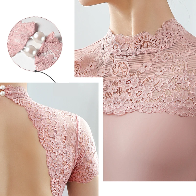 Dance Leotard Adult Lace Ballet Leotards for Women Gymnastics Leotard Short Sleeve Swimsuit for Dancing Ballerina Dancewear