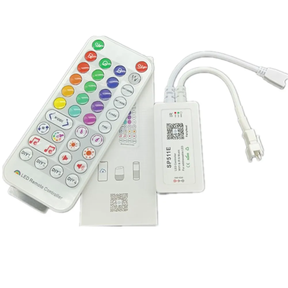 

SP511E WiFi Music LED Controller For WS2812b WS2811 Addressable Pixel RGB LED Strip Dual Output Alexa Smart Voice APP Control