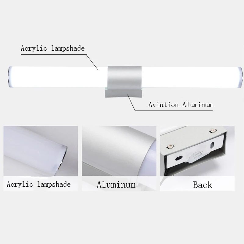 บ้านโมเดิร์นโคมไฟติดผนัง LED Super Bright แถบยาว Led ไฟหน้ากระจกง่ายในร่ม Decors คริลิคไฟสำหรับห้องนอนห้องน้ำ