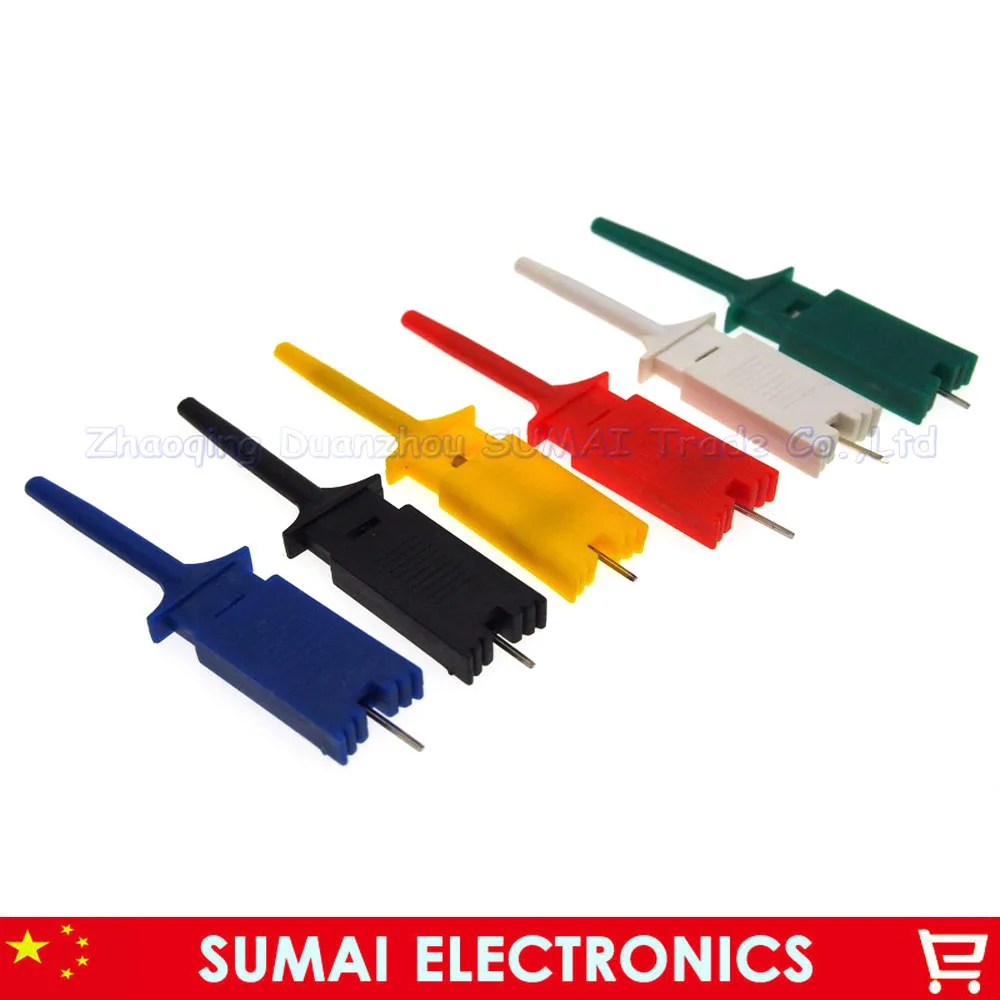 200pcs Test hook clip,Grabber SMD IC Test Probe Hook for Multimeter,Logic analyzer test clips with Pin, Mix Colors