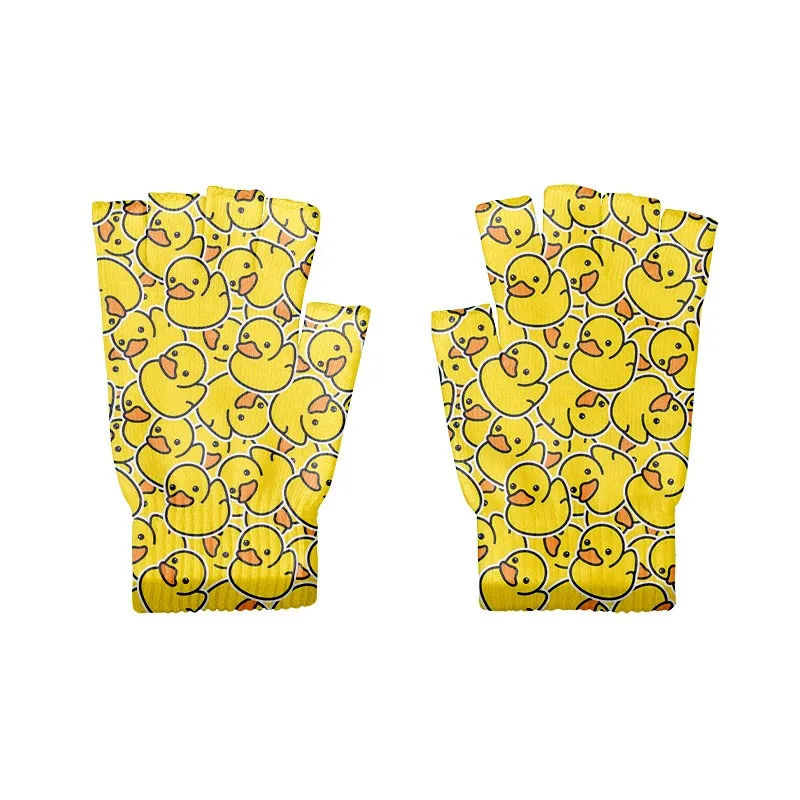 Gants de dessin animé unisexe pour hommes et femmes, mitaines courtes, doigt de cyclisme mignon, mode automne et hiver, Kawaii