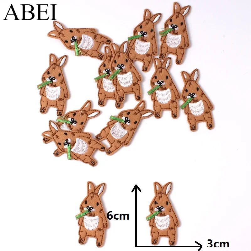 10pcs Cartoon Rabbit Stickers DIY Iron On Animal Patches Sewing Handmade Badge Embroidered Apparel Pants bags Hats Appliques