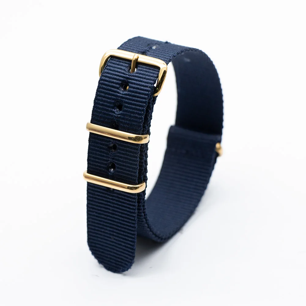 1 PCS Watchband Style Army Navy Blue Nylon Strap Weave Watch Replacement Belt for 18MM/20MM/22MM/24MM Table Attachment