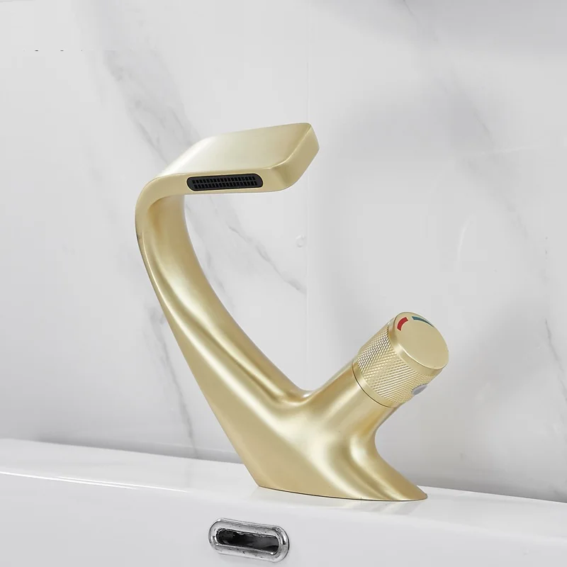 MTTUZK Bathroom Creative look Basin Faucet Brushed Gold  Sink Faucets Mixer Tap Watefall Faucet Matte Black Crane