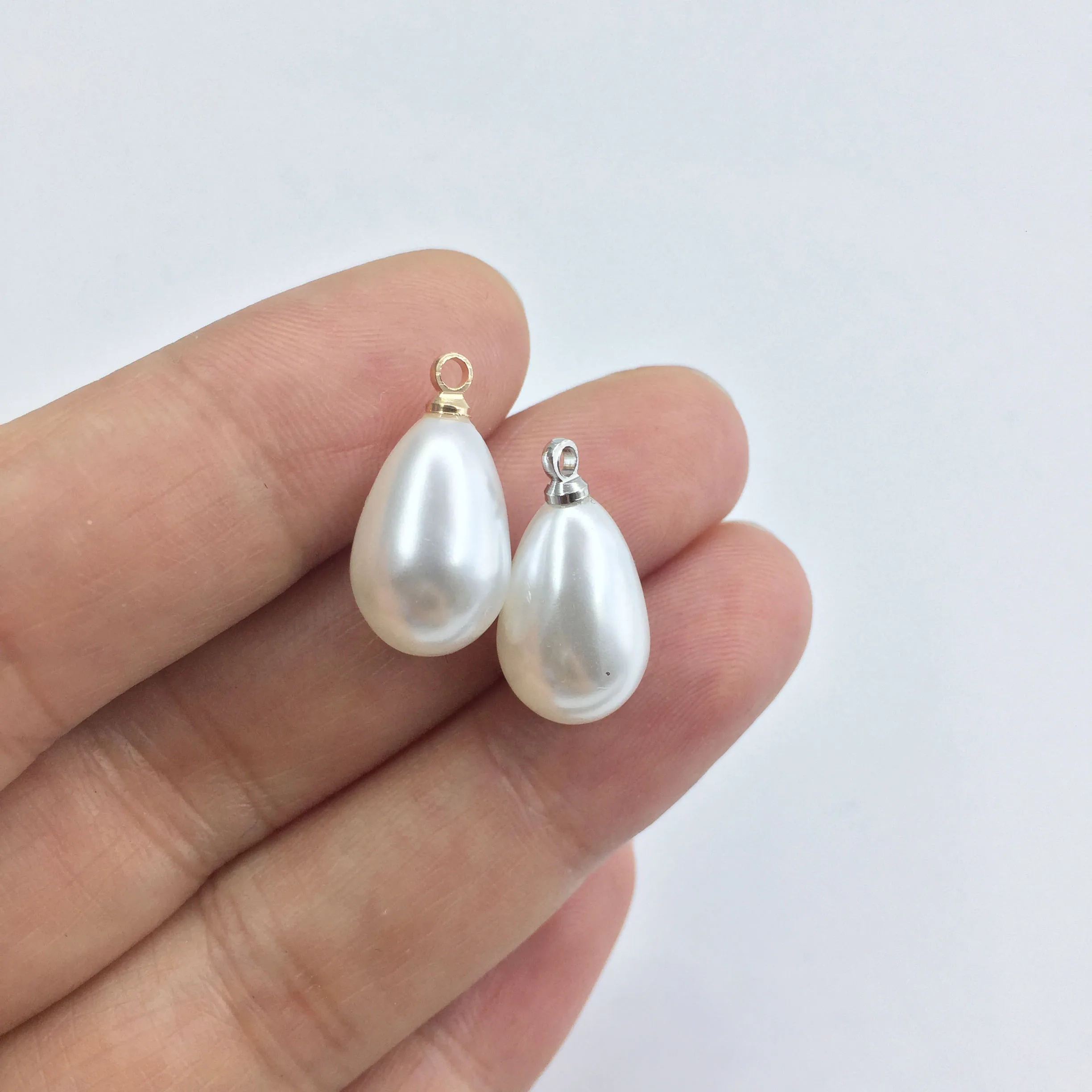 Eruifa 20pcs 16*10mm Cream Tear Plastic Pearl Beads Charms Pendant Jewelry DIY Earring Necklace