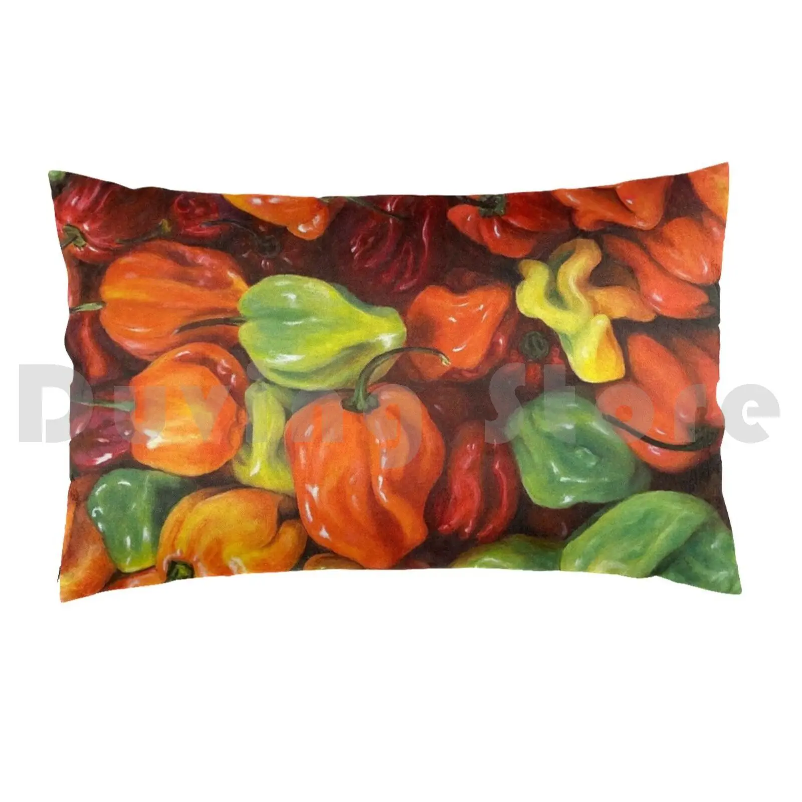 I Love Peppers Painting Pillow Case Printed 50x75 Peppers Veggies Vegan Keyma