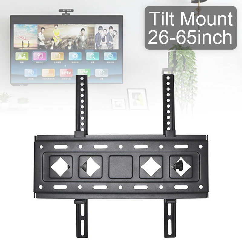 Universal 60KG Adjustable TV Wall Mount Bracket Flat Panel TV Frame Support 15 Degree with Level for 26 - 65 Inch LED Monitor