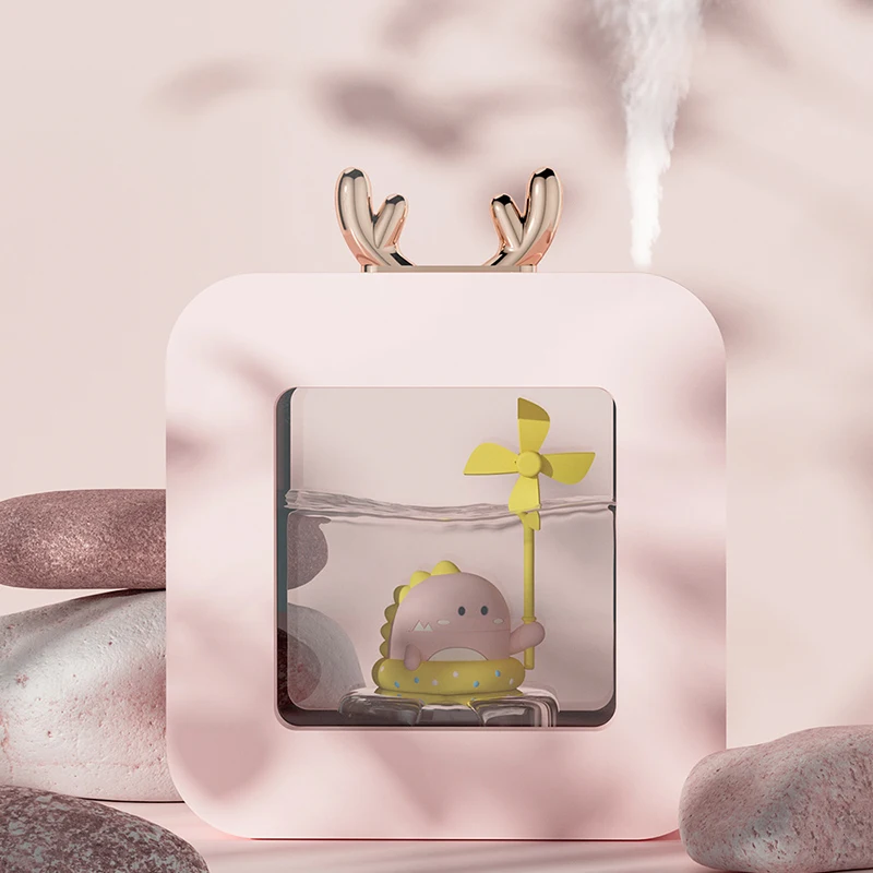 แบบพกพาอากาศความชื้น450มิลลิลิตรน่ารักไร้สายชาร์จ USB Essential น้ำมันเครื่องพ่นอโรมาที่มีสีไฟสำหรับบ้านสำนักงานรถ