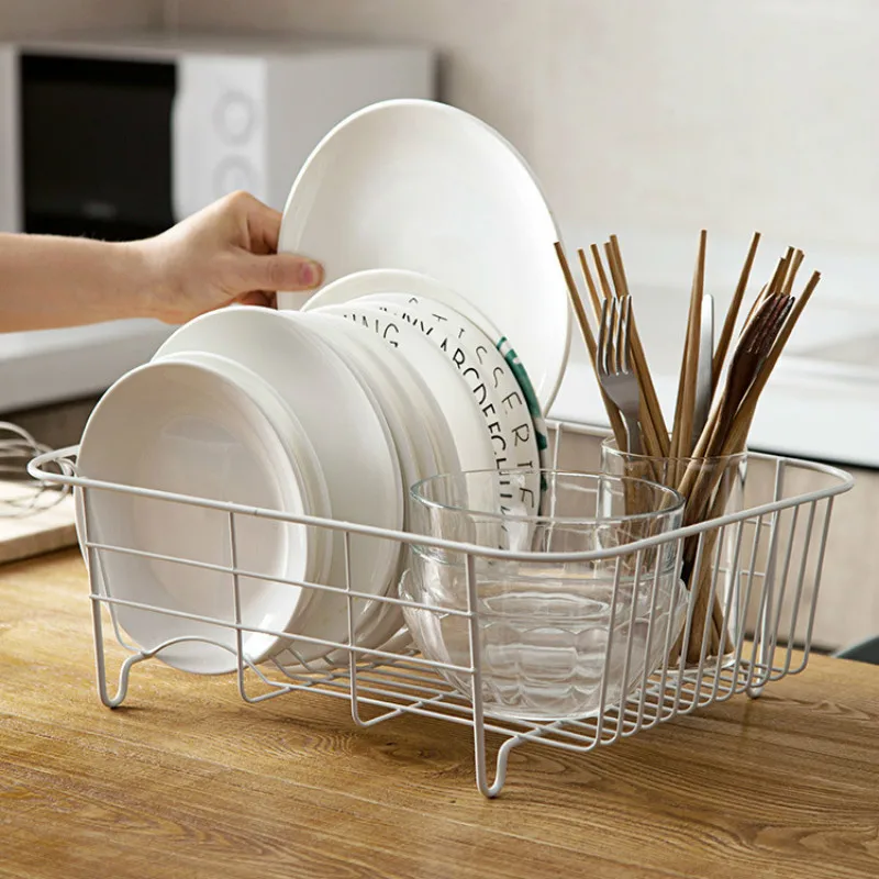 

Iron Kitchen Dish Drying Rack Tableware Drainer Storage Basket Shelf Plate Dish Rack Drain Basket Cabinet Sink Organizer WJ907