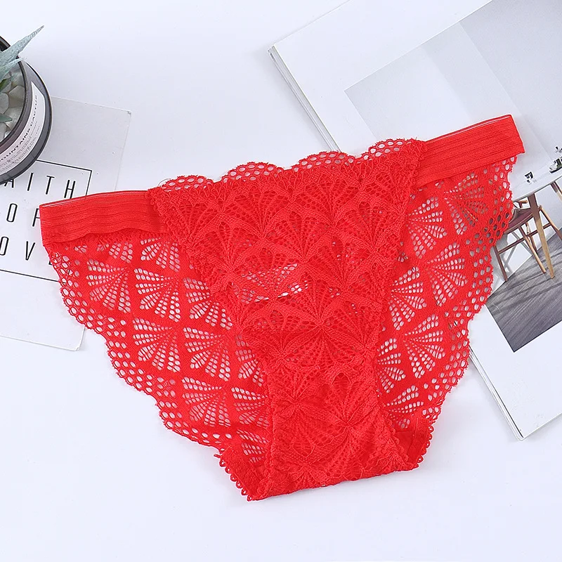 French Style Underwear Sexy Lace Panties Low Waist Seamless Invisible Briefs Fashion Hollow Out Cotton Underpant Female Lingerie