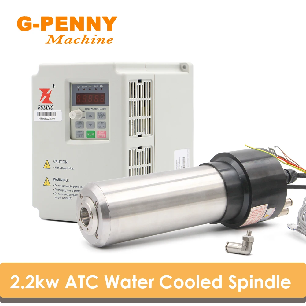 

G-penny 2.2kw Water Cooled Spindle ATC Spindle Motor 220v 4 Pole 800Hz & 2.2kw Fuling Motor Speed Controller R