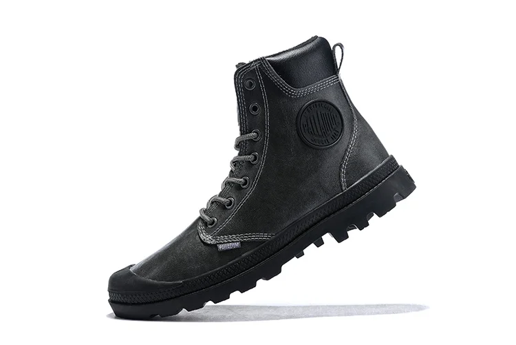 PALLADIUM Men Outdoor Gray Warm Winter Leather Ankle Boots male High Quality Lace-up Walking Pampa Cuff Casual Shoes Eur40-44