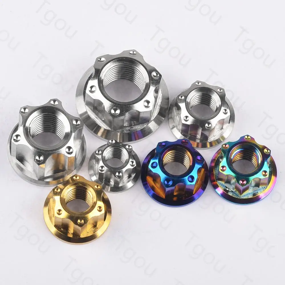 Tgou Titanium Nut M6/M8/M10/M12/M14/M16 Flange Nuts for Motorcycle Bicycle Car