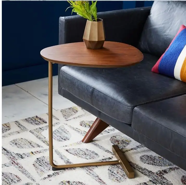 계약된 타원형 티 테이블은 실제 나무 철제 아트 소파를 움직입니다. 각도 몇 측면 몇 게으른 침대 머리 독서 책상