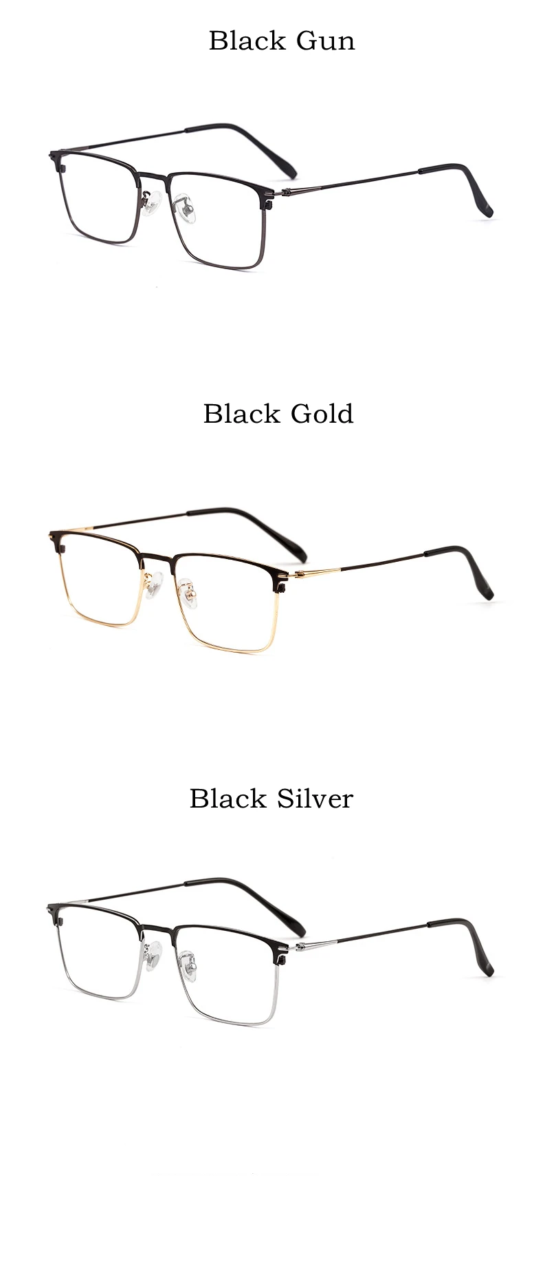 YIMARUILI Neue Business Zwei-farbe Retro Platz Ultra Licht Metall Brillen Rahmen Optische Brillen Rahmen Männer Y0606 – Detail 9
