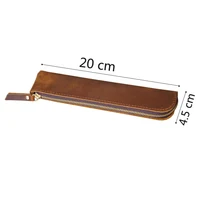 Portable Genuine Cowhide Pencil Case Retro Leather Pen Bag Storage Pouch for Pens Stationery Holder School Office Supplies 5