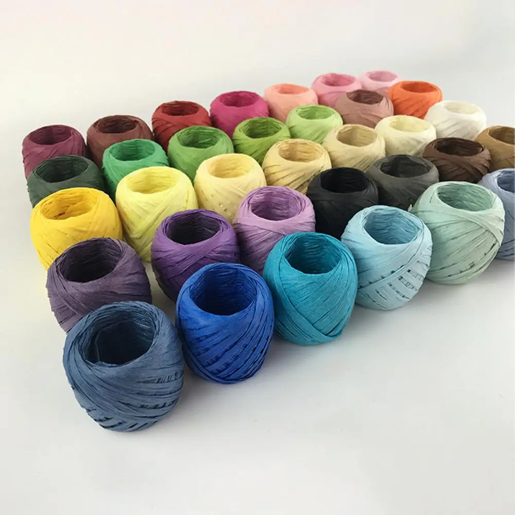 20m/Roll Paper Ribbon Wear-resistant Raffia Ribbon Multi-Purpose Paper Rope Ribbon DIY Gift Wrapping Packing Ribbon 17 Colors