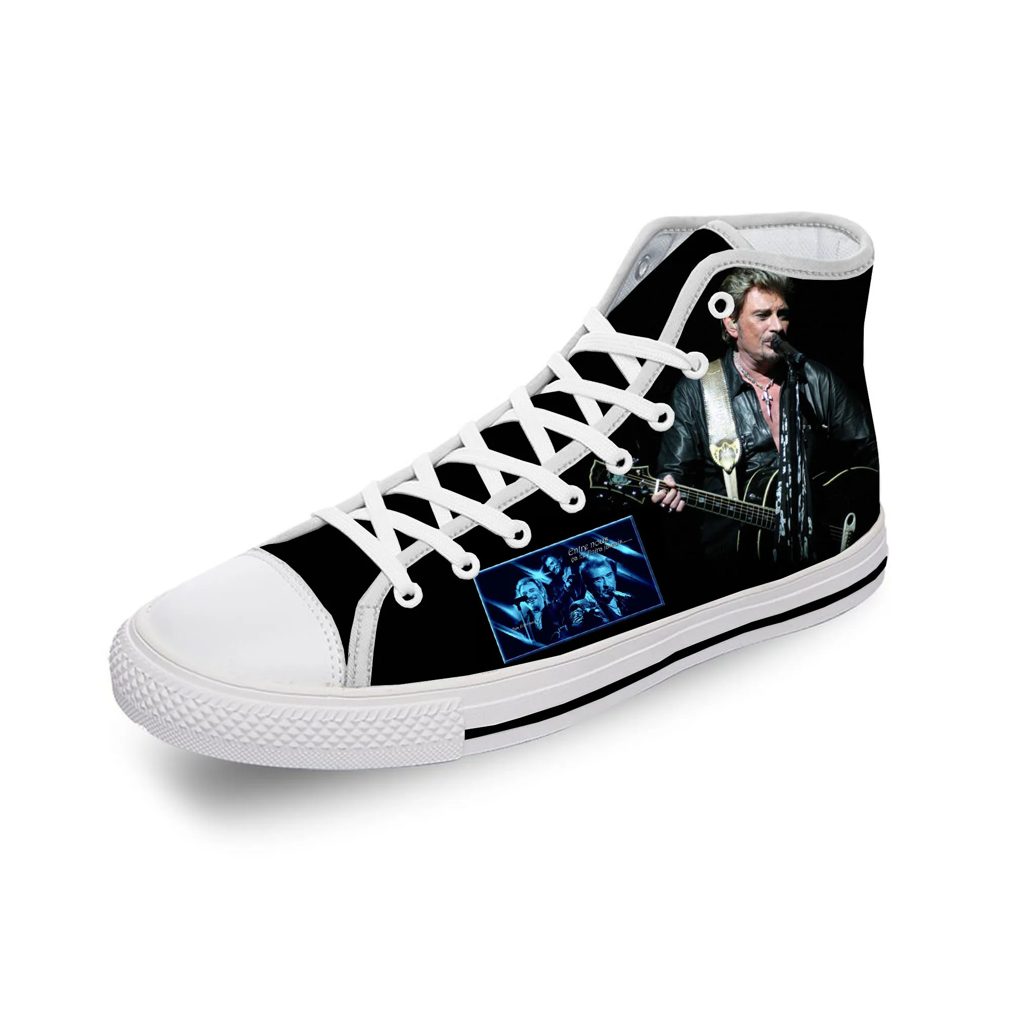 Johnny Hallyday Rock Star Lightweight Cloth 3D Print Funny Fashion High Top Canvas Shoes Men Women Casual Breathable Sneakers