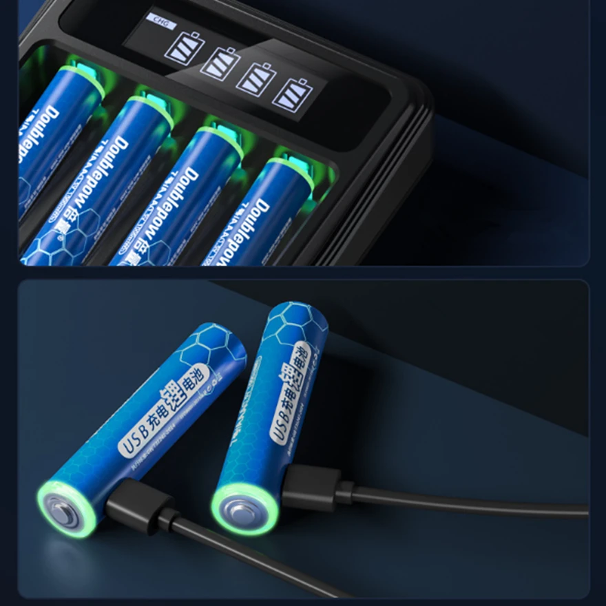 Литиевая аккумуляторная батарея, 2 шт./лот, 1,5 в, USB, AAA, 1000 МВтч