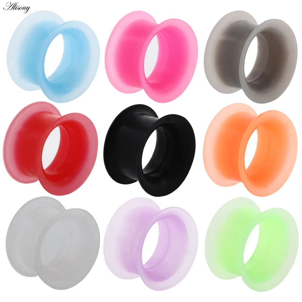 10Pairs Silicone Thin Flexible Ear Plugs Tunnels Gauges Cartilage Piercings Earring Body Jewelry Skin Soft Plugs Mince Tunnels