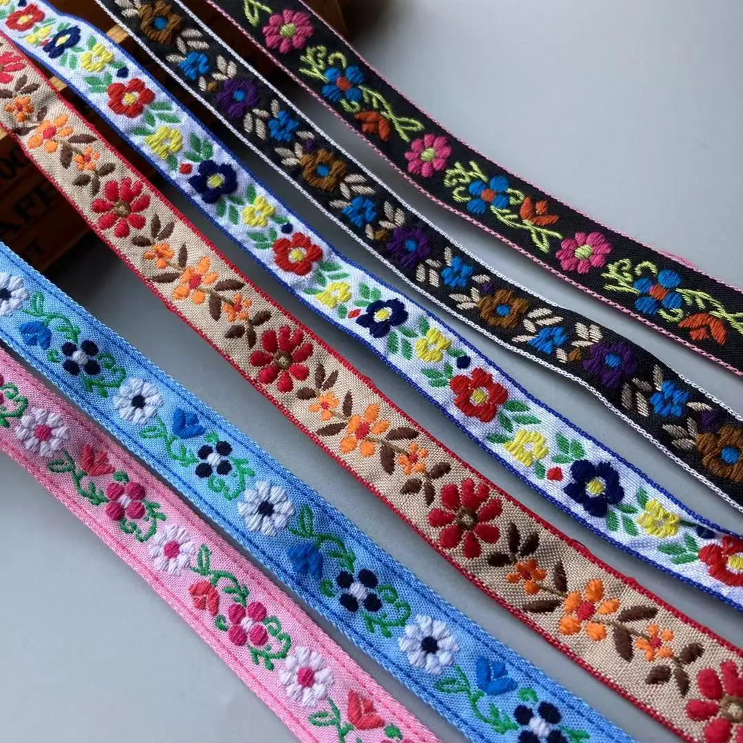 

2 Yards 2cm Lace Trim Ribbon Embroidered Flower Webbing for Garment Shoes Home Textile DIY Crafts Hair Accessories