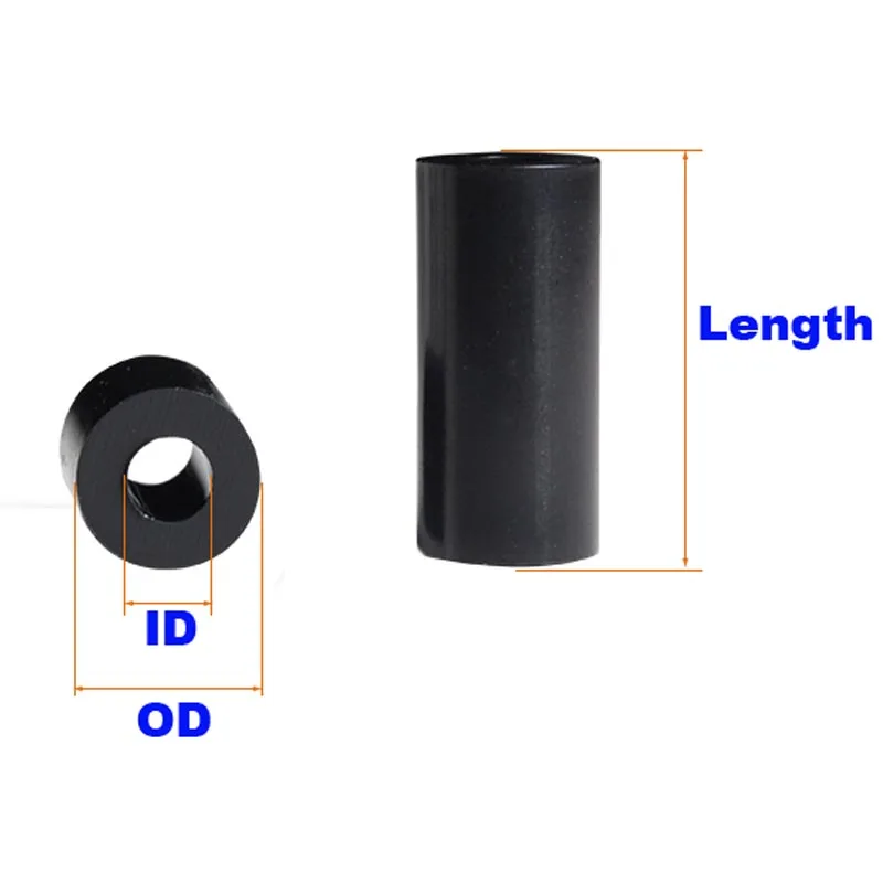 50pcs Black White ABS Plastic Round Straight Insulation Spacers Hard Thickened Raised Columns Isolation Washers M3 M4 M5M6M8M10‌