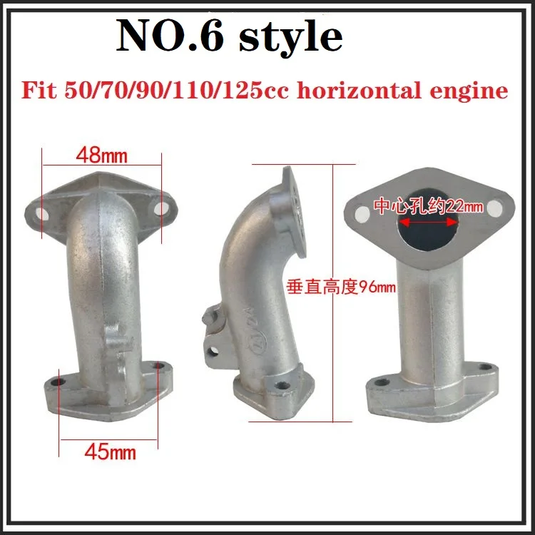 motorcycle 50cc 70cc 90cc 110cc 125cc 150cc 160cc horizontal engine intake pipe manifold sunl falcon ATV quad dirt pit bike view 2