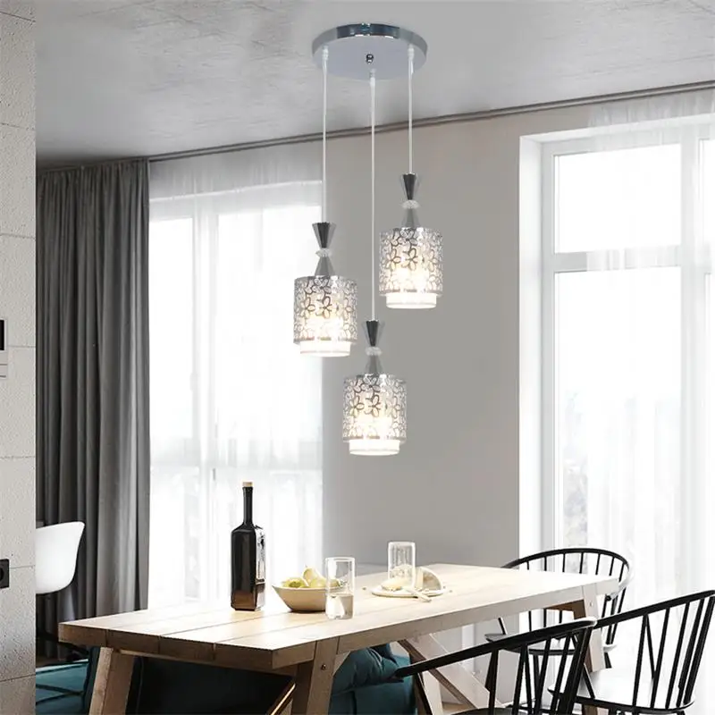 Modern Simple Three Head Dining Room Chandelier Retro Restaurant Ceiling Light Creative Personality Crystal Pendant Lamp