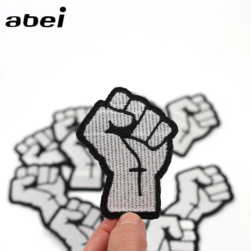 10pcs Cartoon Fist Patches Iron On Embroidery Hand Gesture Stickers For Punk Rock Coats Jeans Badge Sewing Garments Appliques