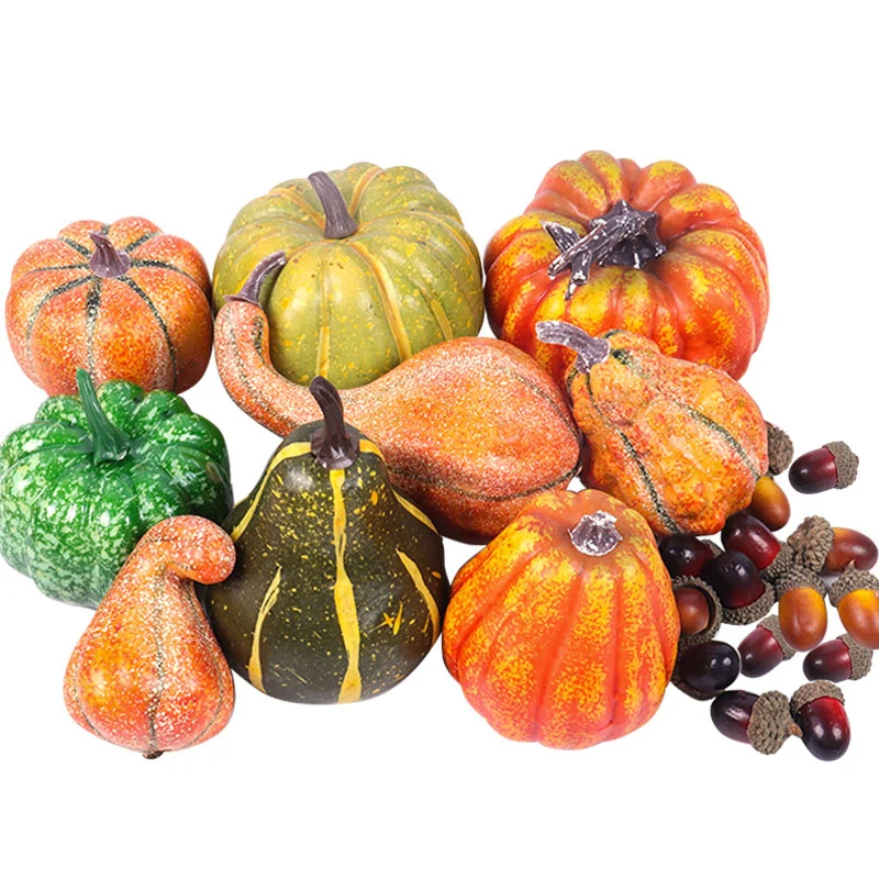 Artificial Lifelike Simulation Pumpkins Gourds Fake Vegetable Fruit Festival Halloween Thanksgiving Fall Harvest Home Decoration