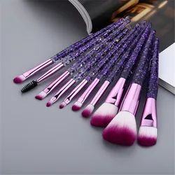 KOSMETYKI 10\7Pcs Makeup Brush Set Crystal Handle Powder Foundation Loose Powder Eye Shadow Mixed Eyelash Eyebrow Eyeliner Tool