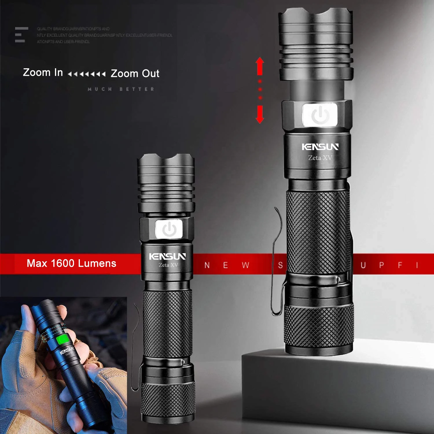 Poderoso LED Mini Lanterna, Lanterna à prova d'água, Zoomable Bright Torch, Lanterna de mão USB, Recarregável, Xm L2, 5 Modos, Wick